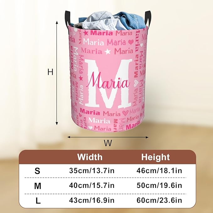 Custom Name Laundry Hamper, Personalized Laundry Baskets with Name for Boys Girls Women Men, Customized Collapsible Dirty Clothes Hamper Easy Storage Gifts for Bedroom Bathroom Living Room