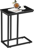 VECELO C Shaped End Side Table for Sofa Couch and Bed Snack TV Tray for Living Room Bedroom, 1 PCS,Black