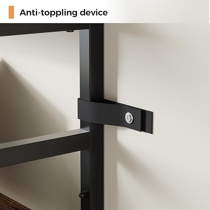 IRONCK Bookshelves 6 Tiers 73.1 inch Tall Industrial Bookshelf with Doors, Bookcase and Display Shelf, Open Storage Cabinet for Living Room, Home Office