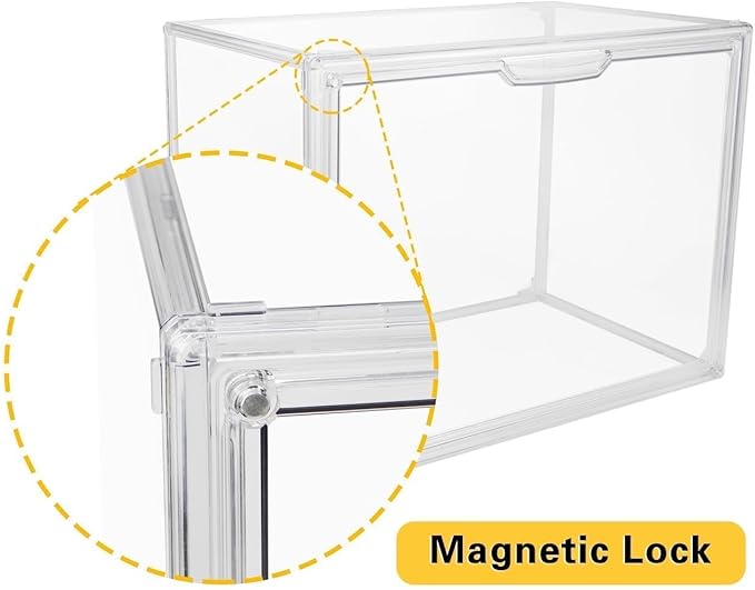 Clear Stackable Plastic Storage Bins with Lid, Dustproof Display Cases, Extra Large Figures Collectibles Showcase, Boot & Shoe Boxes, Helmet Protection Organizer (Clear-XL-1 Pack)