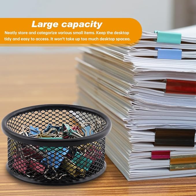 Paper Clip Holder With 50PCS Colored paper clips, 2/4PCS Stackable PaperClip Organizer for Desk,Metal Mesh PaperClip Holders with Non-Slip EVA Pad,for Office Binder Box(2pcs)