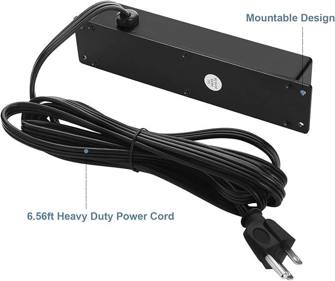 2Pack Wall Mount Power Outlet Strip, 4 Outlet Mountable Power Strip with Switch, Under Desk Power Strip Connect with 10ft Cord Mount Under Desk, Workbench, Nightstand, Dresser, Table.(Black)