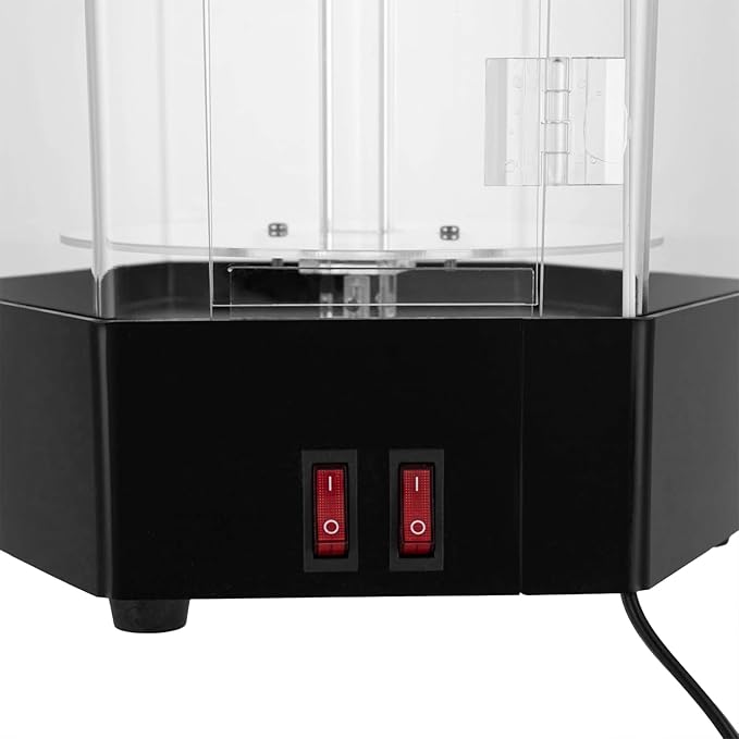 LED Electric Rotating Acrylic Display Case, Jewelry Display Case, Free Standing Electric Rotating Display Case with Lock and Keys for Cosmetics Jewelry Watch Sunglasses White/Balck (Black)