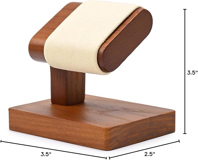 Oirlv Solid Wood Single Watch Display Stand Showcase Bracelet Bangle Jewelry Display Holder Wristwatch Holder for Men or Women(Creamy-white)