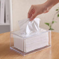 Acrylic Tissue Box Cover Rectangle, Dryer Sheet Holder, Clear Dryer Sheets Dispenser, Plastic Napkin Organizer for Laundry Room, Bathroom, Desk, Office Room (10.2 * 5.5 * 4.3 Inches)