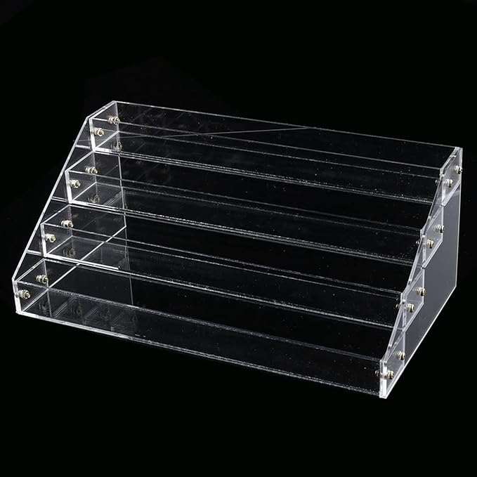 Acrylic Nail Polish Organizer 4 Tier Transparent Makeup Display Stand Storage Rack for Salon Home Beauty Essential Oil Bottles 31cm Clear Plastic