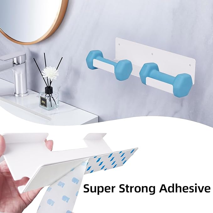 Dyson Straightener Holder, 2-Pack Stainless Steel Hair Tool Organizer, Hair Dryer Holder Wall Mount for, Adhesive Curling Iron Holder, Straightener Storage for Bathroom White BANJEKT