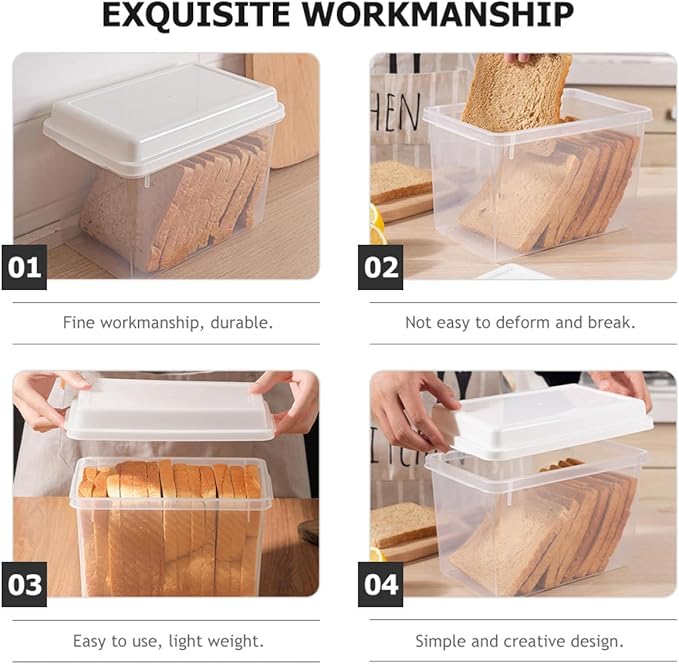 2pcs Transparent Bread Storage Box with Lid Countertop Bread Bin for Kitchen and Cheese Holder Smooth Rounded Edges Food Storage Organizer