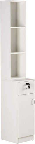 BarberPub Locking Wall Mount Hair Styling Barber Station with Drawer Storage Beauty Salon Spa Equipment 3036-1 (White)