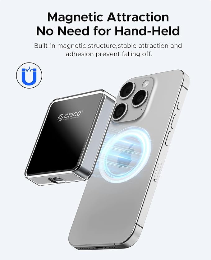 ORICO Magnetic M.2 NVMe 2230 SSD Enclosure Compatible with Magsafe for iPhone 15/16 Pro Max ProRes, 10Gbps USB C 3.2 Gen2 Type-C to NVMe Reader with Protective Case、Lanyard - AP30