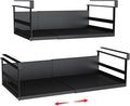 Expandable Under Cabinet Shelf Organizer with 0.94-Inch Thick Clips, Heavy Duty Extendable Under Shelf Storage Basket for Pantry or Laundry Room, Black, 2 Pack, Interior: 4.13" H x 8.54" D