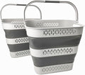 SAMMART 40L (10.5 Gallon) Collapsible Plastic Laundry Basket with Handles - Foldable Pop Up Storage Container/Organizer - Portable Laundry Hamper - Space Saving (2, Grey)