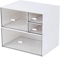 Desk Organizer with 4 Drawers, Makeup Organizer, Desktop Storage Box, Cosmetics Storage Box for nail polish, Lipstick, Brushes, Jewelry, Skincare, Bathroom Organization Boxes(White)