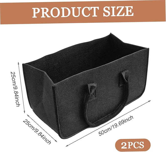 Felt Storage Bins 2Pcs 20x10x10 Inch Large Capacity Felt Basket with Handle Multi-Purpose Bag for Grocery, Shopping Bag