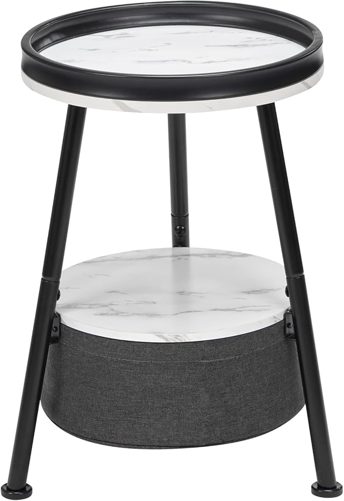 Round End Table, 11.8*17.8' Round Sofa Table, Small Round Table, Small Coffee Table, Living Room, Bedroom