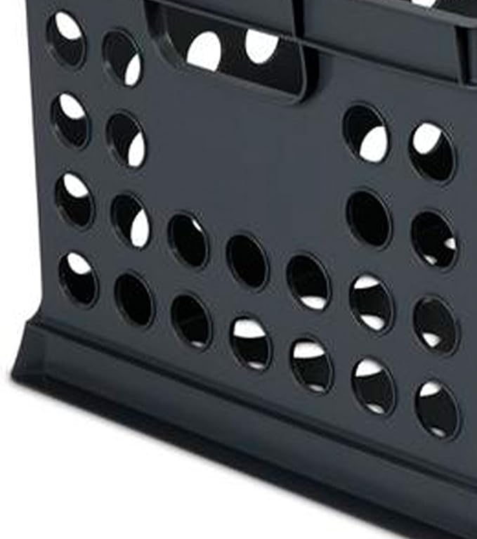 Sterilite Stackable Plastic Storage Crate Bin Organizer File Box with Handles for Home, Office, Dorm, Garage, or Utility Organization, Black, 24-Pack