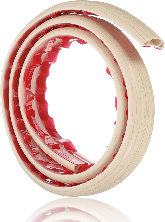 HARFINGTON 4ft Cord Cover Floor W0.6 x H0.33 Inner Channel PVC Hide Extension Cable Floor Wire Hider Wire Covers Protector for Prevent Cable Trips Cables Management, Wood Beige
