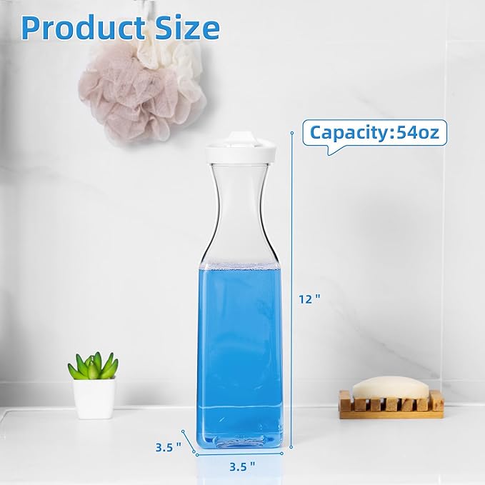 Laundry Detergent Dispenser,54oz Fabric Softener Dispenser,Plastic Liquid Laundry Detergent Container,Laundry Detergent Organizer for Laundry Room Organization with 4 Labels,2 Pack