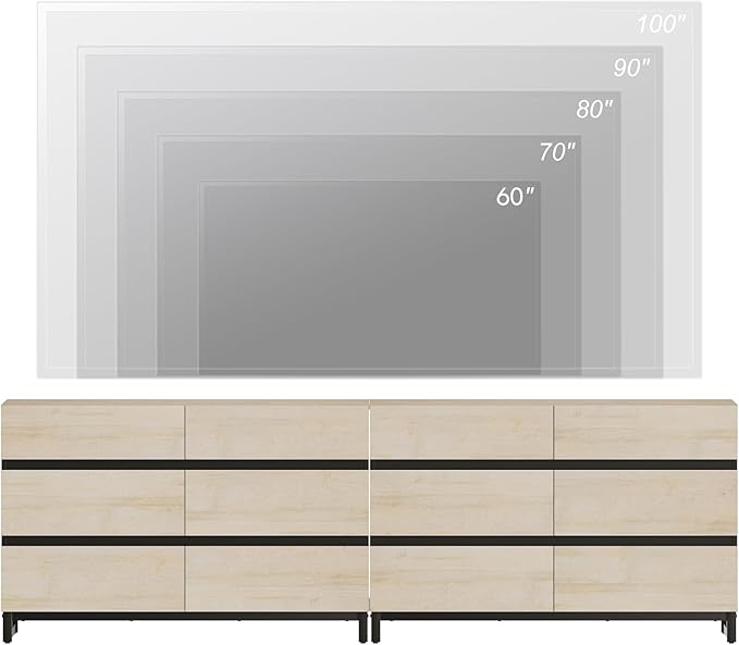 WAMPAT Dresser for Bedroom, Closet Organizers and Storage with 12 Drawers, Chest of Drawers with Metal Base, Modern Wooden Dresser for Living Room, Bedroom, Light Oak