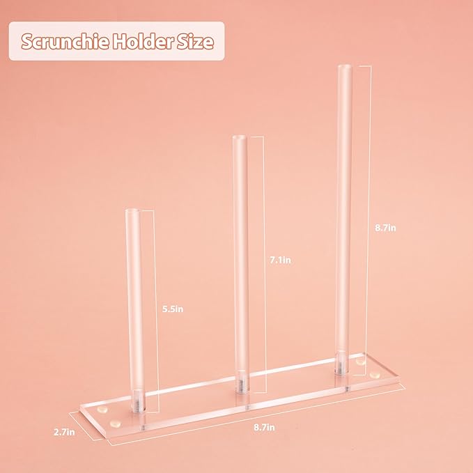 SMUK 3-Tiers Acrylic Scrunchie Holder Stand, Clear Hair Tie Organizer Storage for Women Teen Girls Gifts Scrunchy Hair Accessories Organizer