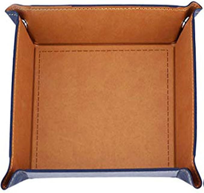 siduater Valet Tray Desktop Storage Organizer, Vegan Leather Catchall Tray Bedside Vanity Tray Nightstand Caddy Holder for Remote Controller, Watch, Keys, Phone, Wallet, Sunglasses, Jewelry, Khaki