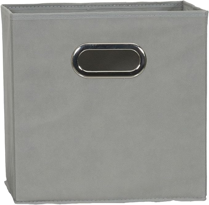 Household Essentials Foldable Fabric Storage Cubes 6-Pack – 11x11x11 Stackable Non-Woven Bins with Chipboard Sides & Grommet Handles – Closet, Shelf, Nursery, or Office Organizer – Dove Gray