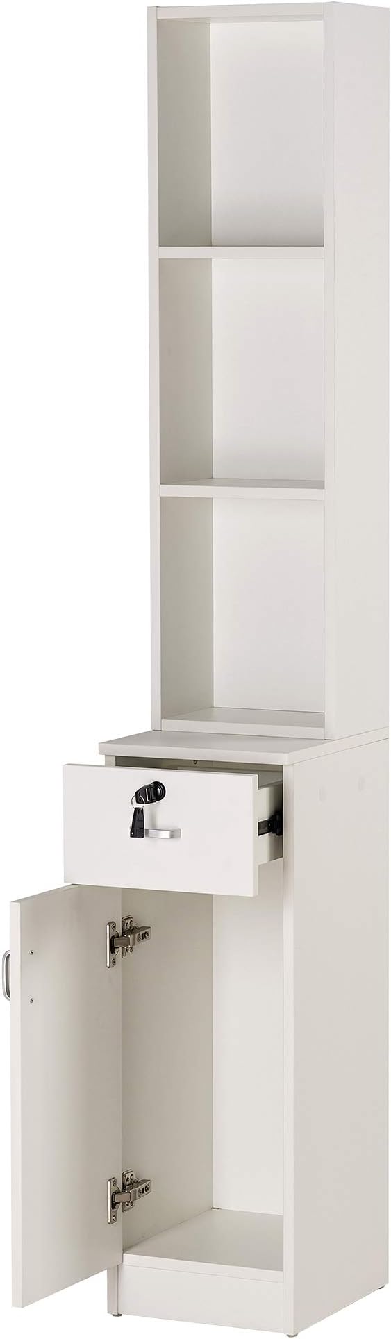 BarberPub Locking Wall Mount Hair Styling Barber Station with Drawer Storage Beauty Salon Spa Equipment 3036-1 (White)