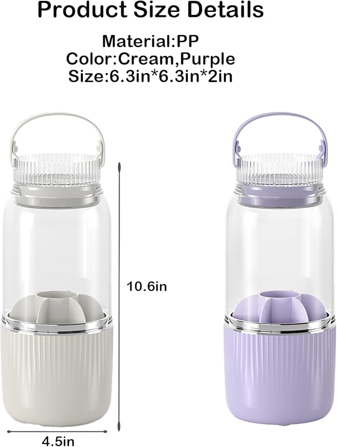 360° Rotating Makeup Brush Holder Organizer,Makeup Brush Holder with Cleaning and Drying Function,Cosmetic Display Case with Cover,Makeup Organizer for Vanity,Desktop,Bathroom(Cream)