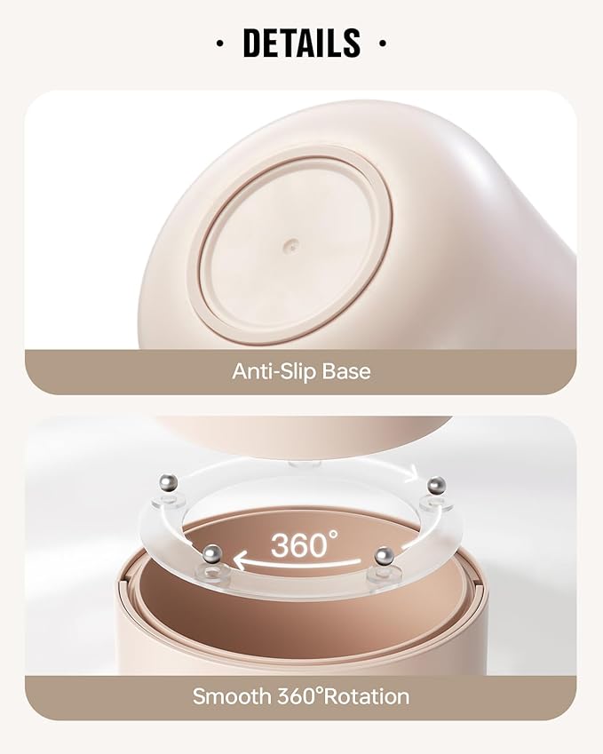 EACHY Makeup Brush Holder 360° Rotating with Dustproof Lid, Waterproof Material, 7 Compartments for Organized Storage, Stylish and Durable Design for Vanity (Beige)