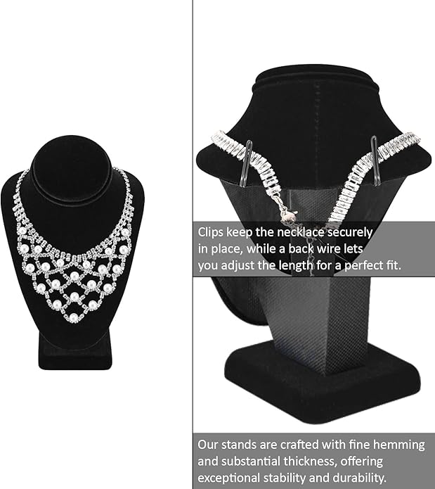 MOOCA Jewelry Display Set, Necklace Display Bust, Earring Organizer, Ring Holder Stand for Showcase and Store, Premium Fabric