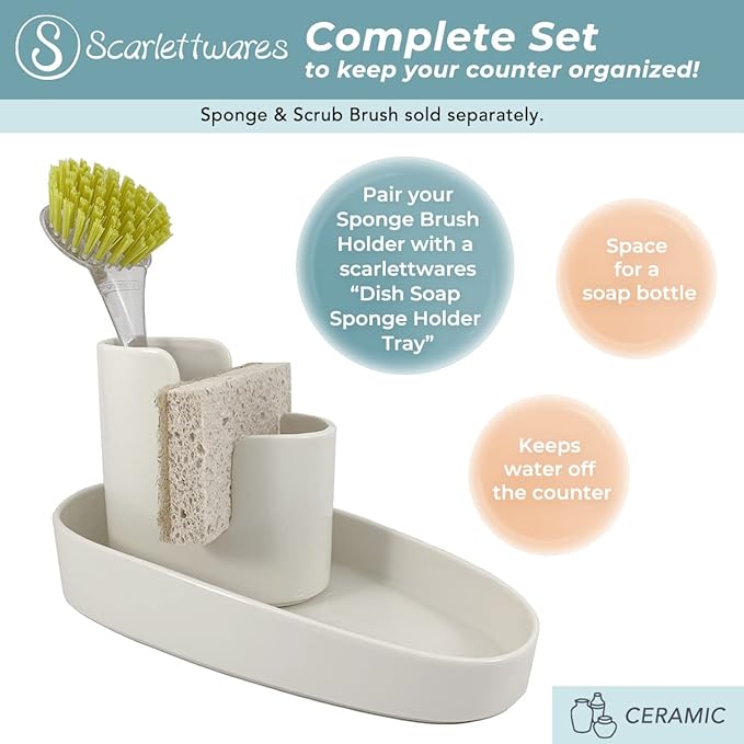 Kitchen Caddy Sponge Scrub Brush Holder and Soap Dish Tray Kitchen Caddy