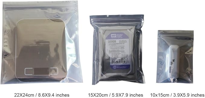 50Pcs Antistatic Resealable Bag 15X20cm/5.9X7.9inch, Premium Anti Static Bag for SSD HDD and Other Electronic Devices