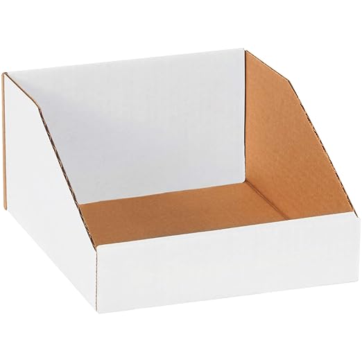 Aviditi Corrugated Cardboard Storage Bins, 8"x 9"x 4 1/2", White, Pack of 50, for Warehouse, Garage and Home Organization