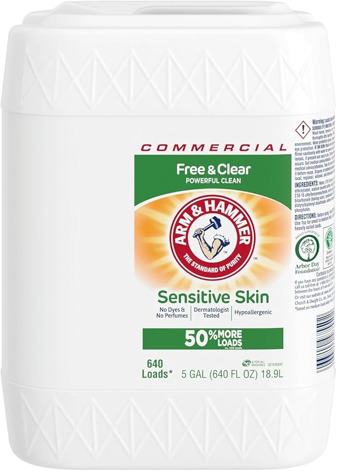 Arm & Hammer HE Compatible Liquid Detergent, Unscented, 5 gal Jug