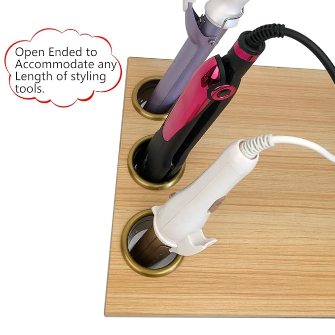 Salon Hair Styling Station Curling Hot Iron Appliance Tube Package Salon Station Organizer Holder Iron Tube 3pcs Package 2inch Stainless Steel Gold Color