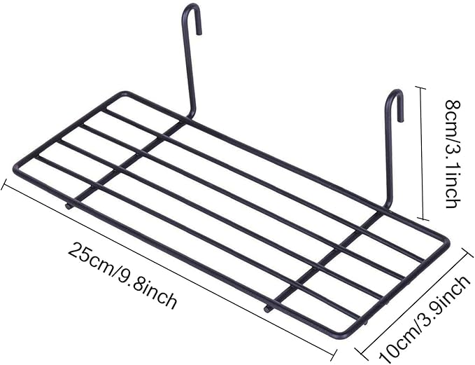 GBYAN Grid Wall Basket Wall Grid Panel Accessories Wire Straight Shelf with Hook Organizer for Home, Black