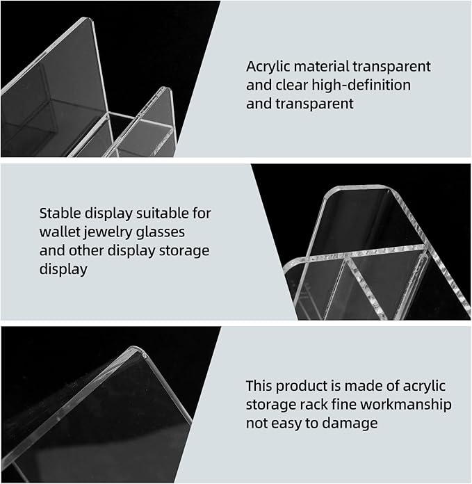 Acrylic Wallet Display Stand Purse Handbag Organizer, Clear Jewelry Riser Display Stand Purse Display Rack, Acrylic Display Shelf for Cosmetic Perfume Jewelry Sunglasses Handbag (6 Tier)