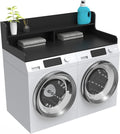 2-Tier Washer Dryer Countertop, Wood Laundry Countertop with Edge, 54" x 27.5" Top Cover for Laundry Machine, Washer and Dryer Wood Shelf Topper for Laundry Room Counter Storage Organization, Black