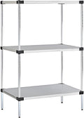 Omega Solid Stainless Steel Shelves, 18" Deep x 36" Wide x 34" High 3 Tier Heavy Duty Solid Shelving Unit for Kitchen Garage Office Restaurant Warehouse 800-lb Per Shelf Weight Capacity