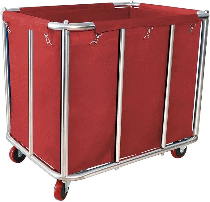 Laundry Cart Commercial,11.35 Bushel Large Industrial Rolling Laundry Hamper with 4 Inch Wheels,Household Heavy Duty Laundry Baskets with Stainless Steel Frame, 286 LBS Weight Capacity