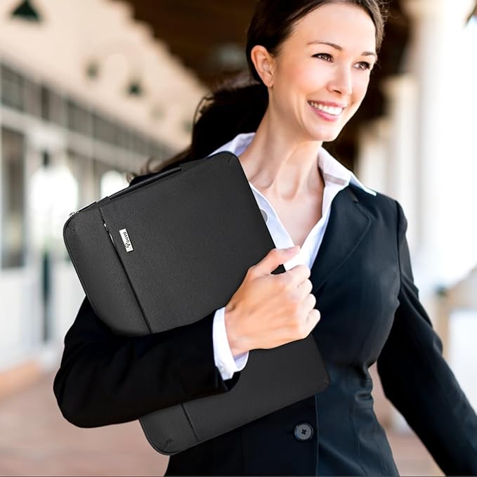 Voova Laptop Sleeve Case 15.6 16 Inch with Handle, 360° Protective Waterproof Slim Computer Bag Cover Compatible with MacBook Pro M2/M3/M4 16, HP Acer Lenovo Yoga ThinkPad Asus Laptop, Black