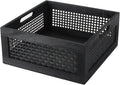 YRMT Wood Storage Crate Basket Rustic Wooden Storage Container for Organizing Decorative Bamboo Box with Handles for Pantry, Shelves Organizer 11.4" x 11.4" x 5" (Black)
