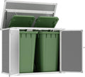 Amopatio 41 Cu Ft Outdoor Storage Shed, Horizontal Resin Trash Can Storage, Weather Resistance, Storage Box with Floor Included for Garden Tools, Lawn Mowers, Garbage Cans, Patio Use, Sandstone