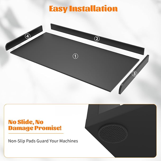 Washer Dryer Countertop, Laundry Room Wood Countertop with Edge, 54" x 27.5" Top Cover for Laundry Machine, Washer and Dryer Wood Shelf Topper for Laundry Room Counter Storage Organization, Black