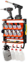 Wallmaster Spray Can Holder, Lube Can Wall Mount Storage Rack Heavy Duty Paint Bottle Organizer for Garage & Home | 8 Can Holes & 2 Shelf