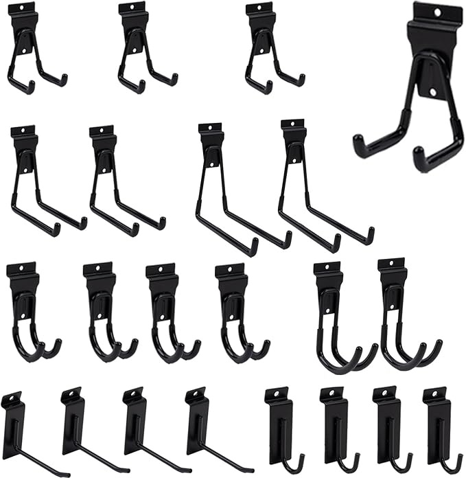 Slatwall Hooks Accessory 22 Hooks Heavy Duty Single and Double Slatwall Hooks & Hanger Metal Accessories Effortless Installation & Removal