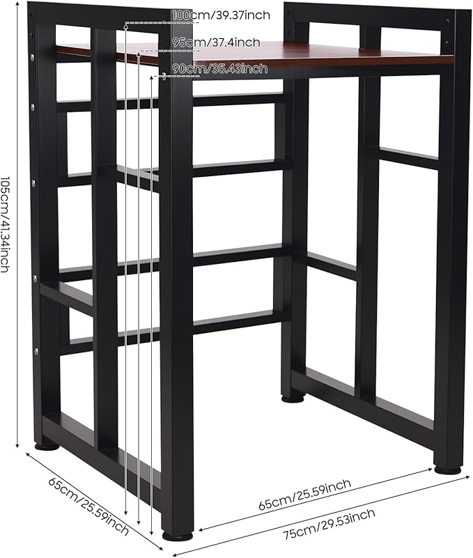 Washer Dryer Stacking Rack Stand, Heavy Duty Washer&Dryer Storage Shelves, Space Saver Stackable Storage Shelf for Laundry Room Apartments Bedrooms (Black, Teak Color)