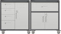 Metal Tool Cabinet,Garage Storage Cabinet System,Wall Cabinet & Locking Rolling Tool Cabinet with Doors and Adjustable Shelves,Steel Tool Cabinets for Home (2 Pcs-StyleF, Black & Grey)