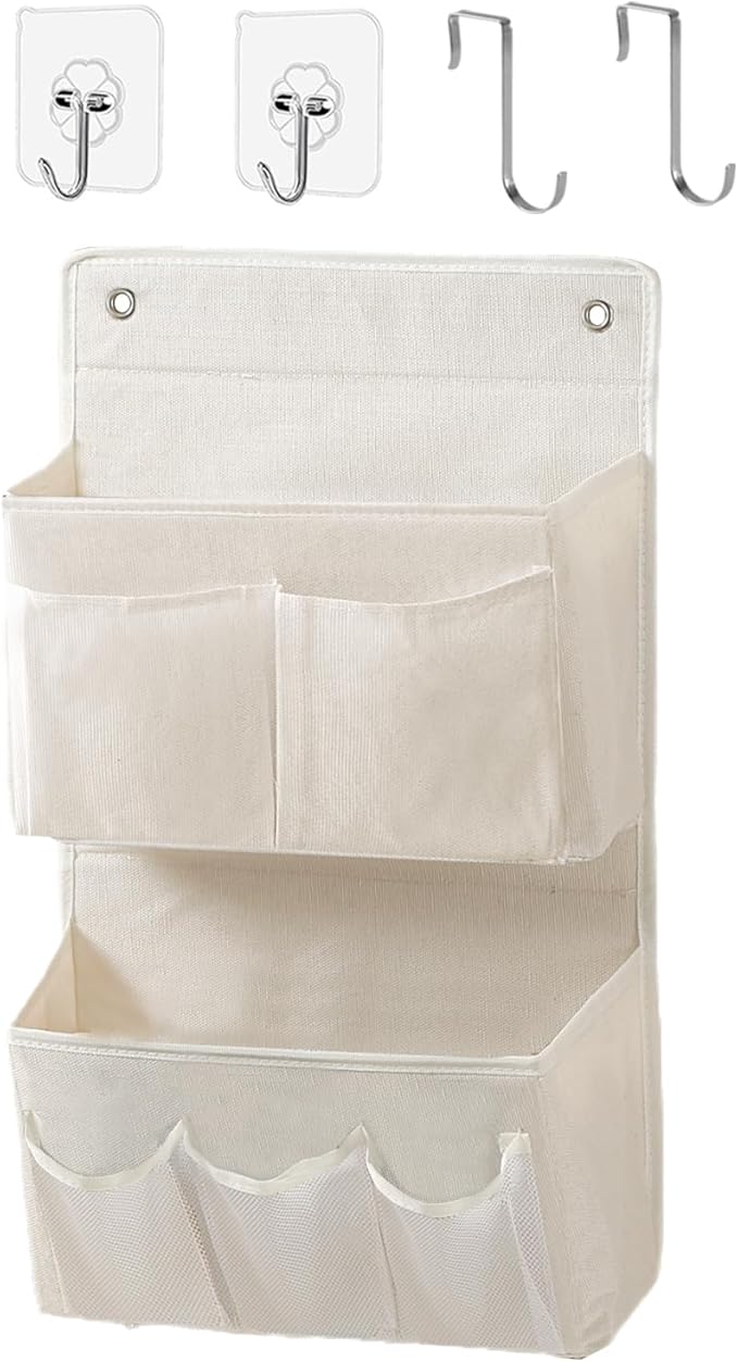 Wall Hanging Organizer – Over the Door Storage & Behind Door Organizer for Dormitory, Bathroom, Bedroom, Kitchen, Nursery, Space-Saving (White, 1 Pack)