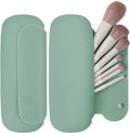 Silicone Travel Makeup Brush Holder for Women with Magnetic Closure and Built-in Brush Cleaner, Washable Cosmetic Organizer, Gift-Ready Pouch, Mint
